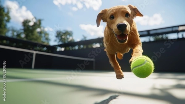 Obraz Vibrant Canine Adventures: A High-Definition Tennis Tale