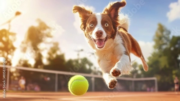 Obraz Vibrant Canine Adventures: A High-Definition Tennis Tale