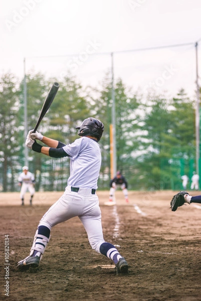 Fototapeta 高校球児試合風景