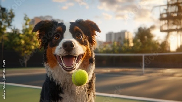 Obraz Vibrant Canine Adventures: A High-Definition Tennis Tale