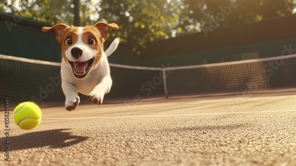 Obraz Vibrant Canine Adventures: A High-Definition Tennis Tale