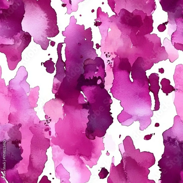 Fototapeta seamless pattern of watercolor splashes in shades of pink and purple, perfect for a romantic vibe
