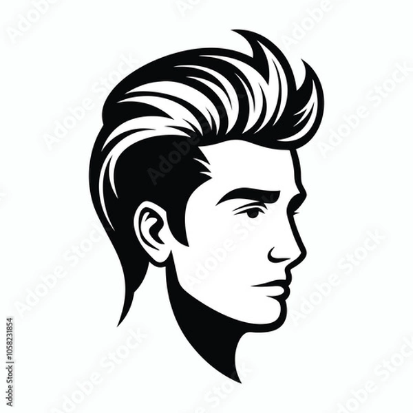 Fototapeta classical man hair cutting style black silhouette