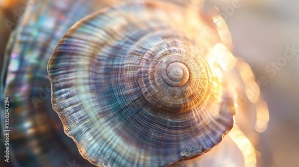 Fototapeta Seashell with Golden Light