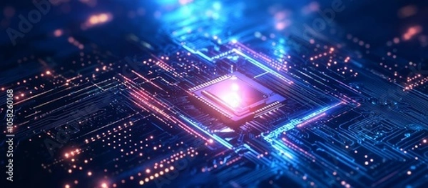 Fototapeta A striking blue backdrop accentuates the brilliance of the circuitry.