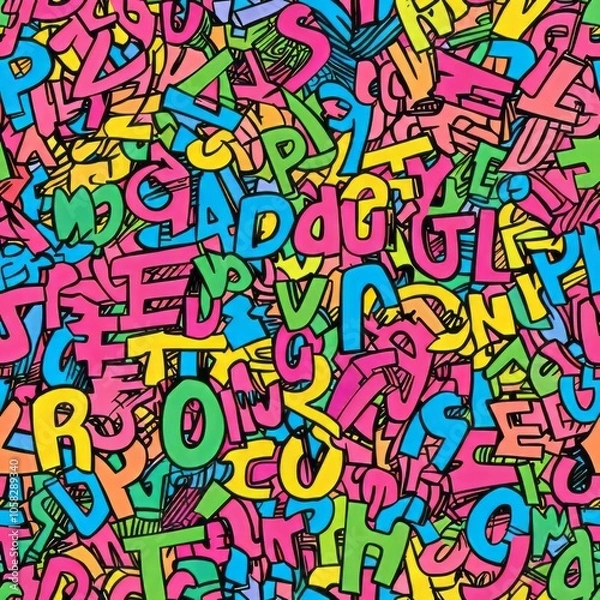 Fototapeta seamless pattern of retro pop art comic book words