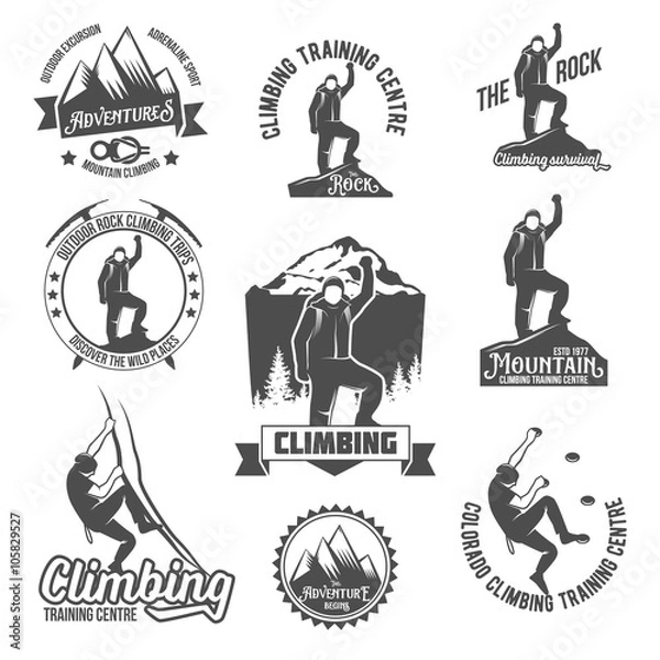 Obraz mountain climbing vintage logos