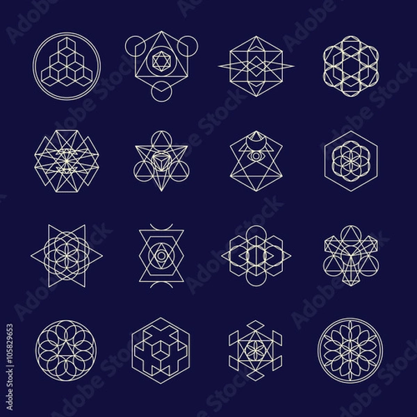 Fototapeta Line geometric design symbols and elements.