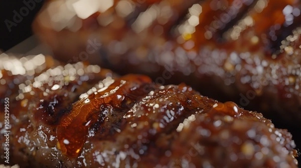 Obraz A close up of a fast food vegan breakfast sausage