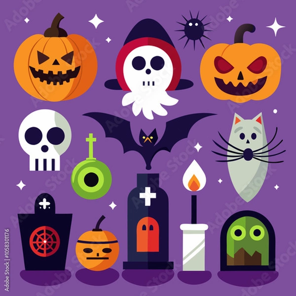 Obraz Seamless background of Halloween theme shopping icon vector illustration