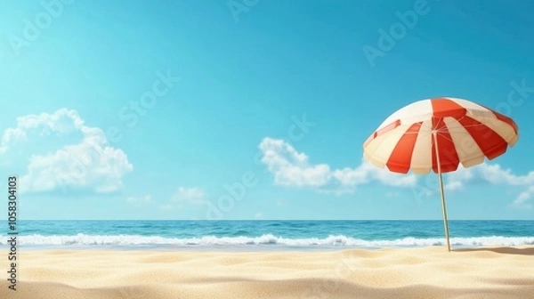 Fototapeta A serene day at the beach embracing tranquility by the soft waves and sunshade
