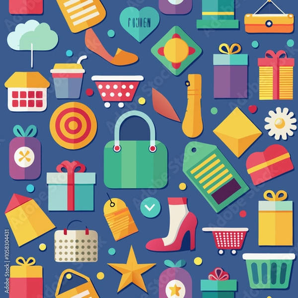 Obraz seamless background with shopping icons vector 