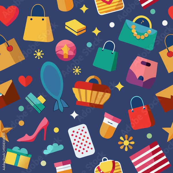Obraz seamless background with shopping icons vector 