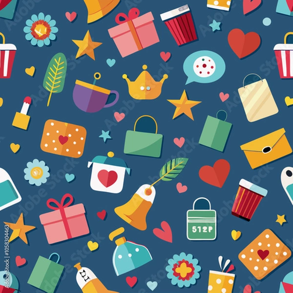 Obraz seamless background with shopping icons vector 