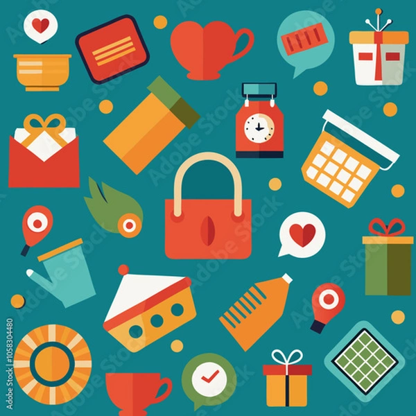 Obraz seamless background with shopping icons vector 