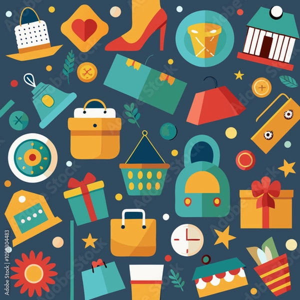 Obraz seamless background with shopping icons vector 
