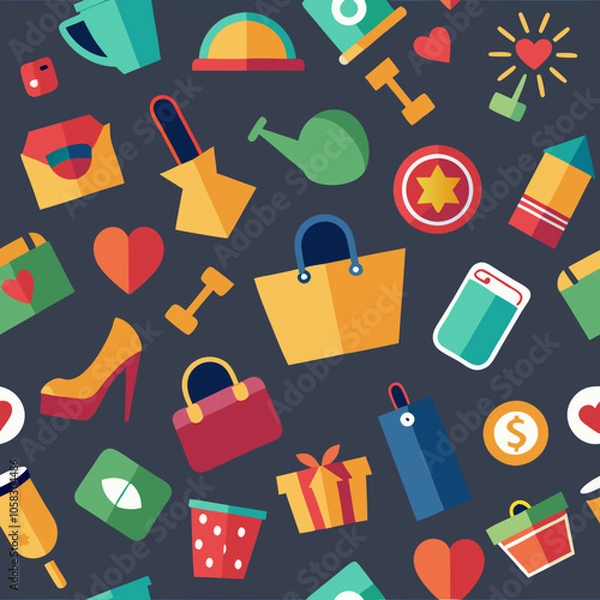Obraz seamless background with shopping icons vector 