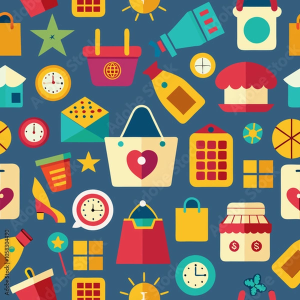 Obraz seamless background with shopping icons vector 