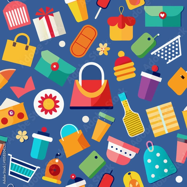 Obraz seamless background with shopping icons vector 