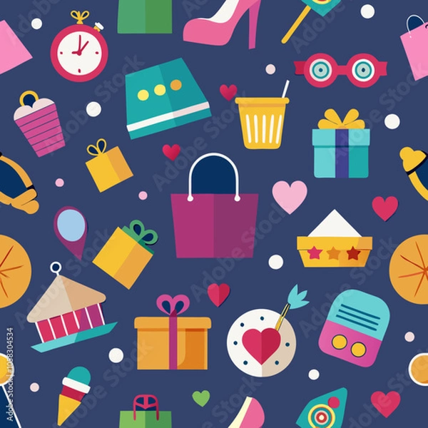 Obraz seamless background with shopping icons vector 