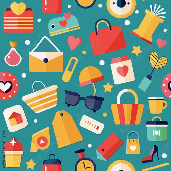 Obraz seamless background with shopping icons vector 