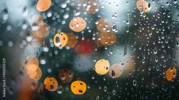 Obraz Raindrops on Window Capturing Soft Light and Mood