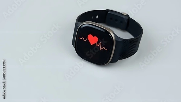 Fototapeta Fitness Tracker with Heart Rate Monitor on Grey Background