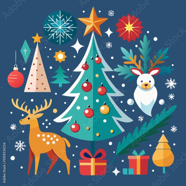 Obraz Christmas greeting banner Background elements