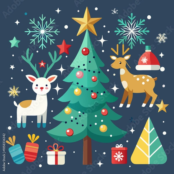 Obraz Christmas greeting banner Background elements