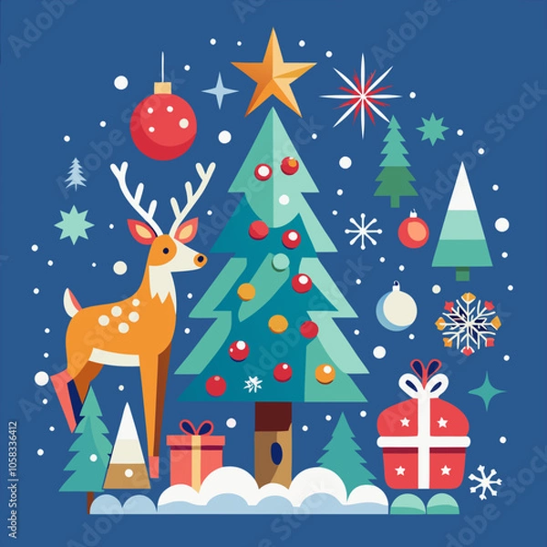Obraz Christmas greeting banner Background elements
