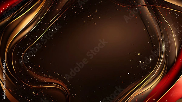 Fototapeta Elegant chocolate brown background with red and gold accents, creating luxurious feel