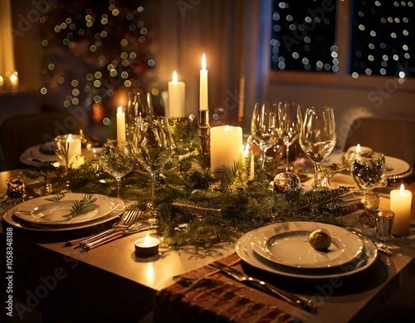 Obraz christmas table setting