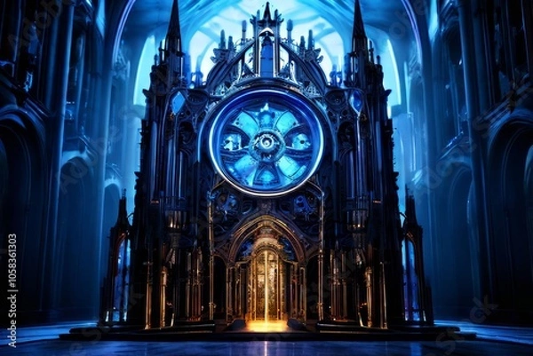 Obraz clockwork cathedral a majestic mechanical cathedral with interlo