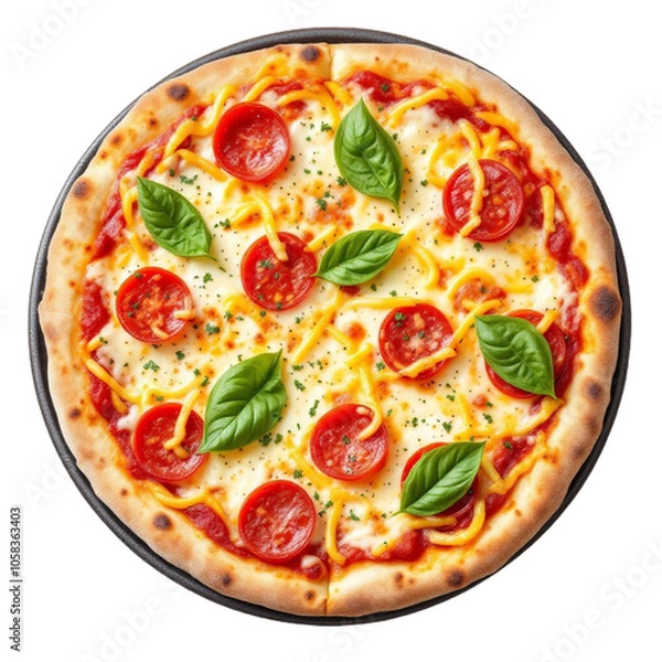 Fototapeta Delicious Cheesy Italian pizza, transparent png file