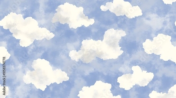 Fototapeta Soft Watercolor Clouds Pattern for Design and Print Soft Pastel Background for Graphic Design Templates