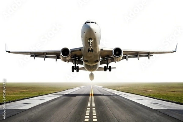 Fototapeta Airplane taking off from runway