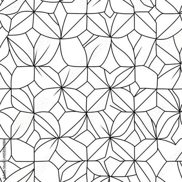 Fototapeta seamless pattern of geometric flowers with hexagonal petals