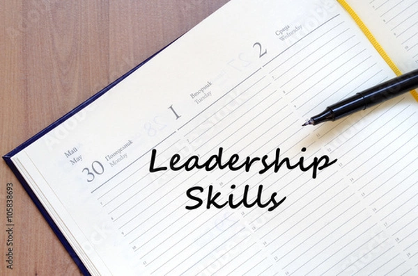 Fototapeta Leadership skills write on notebook