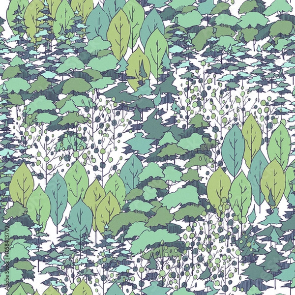 Fototapeta 手描きの木のパターン素材