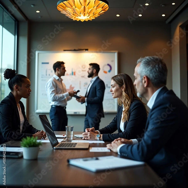 Fototapeta Management Team Discussing Strategies in Boardroom