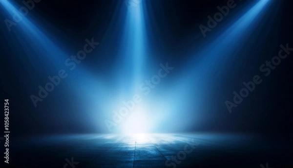 Fototapeta 光線ビーム 青エネルギー 輝き未来 ファンタジー スピード テクノロジー 宇宙 静寂 夜空 放射 インパクトパワー 神秘未来感 シャープ コントラスト闇