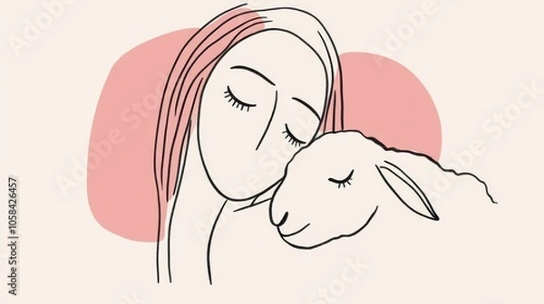 Obraz A vector illustration depicting Jesus holding a lamb, symbolizing care and protection. The imagery conveys the idea of Jesus as the Good Shepherd.