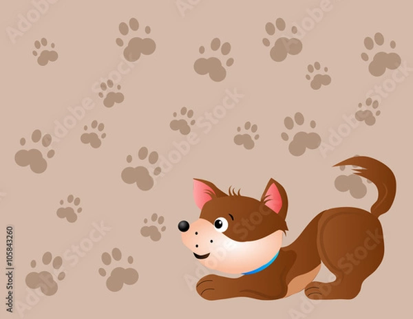 Obraz Dog on background with paws