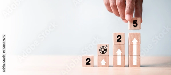 Fototapeta Countdown to 2025. Loading year from 2024 to 2025. New year start concept.