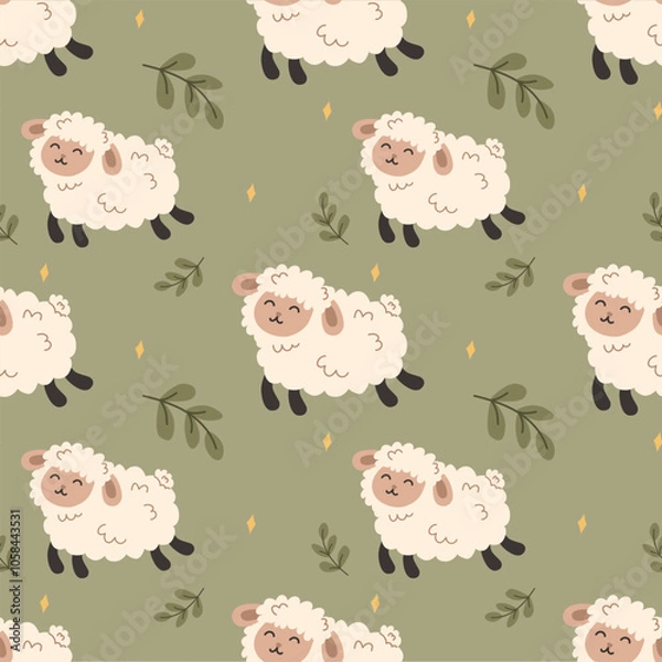 Fototapeta cute spring pattern with sheep. pattern with sheep.