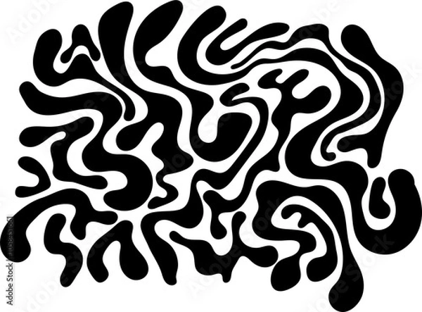 Obraz Abstract psychedelic black and white pattern with melting lines and forms. Concept of hallucinations and visions.