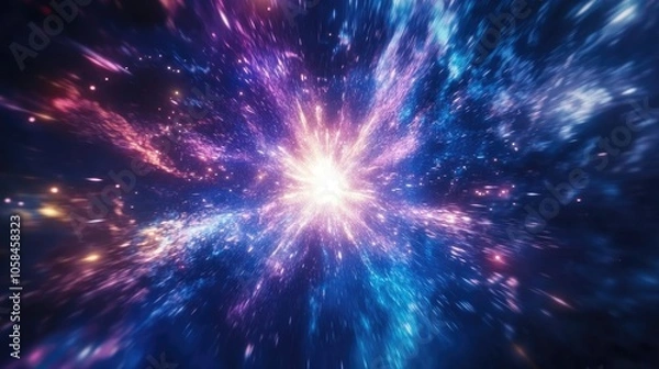 Fototapeta Colorful Burst of Cosmic Energy in Space