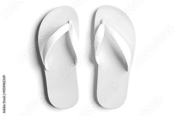 Fototapeta Pair of white beach slippers, design mockup