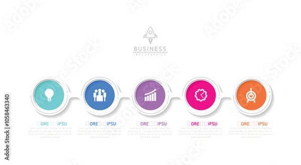 Fototapeta Vector infographic business presentation template with circular interconnection with 5 options.