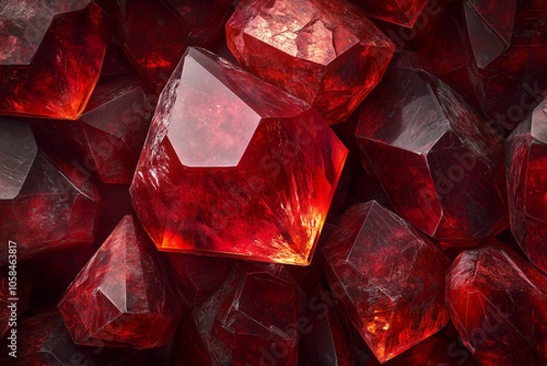 Fototapeta Ruby gemstone close up abstract background.